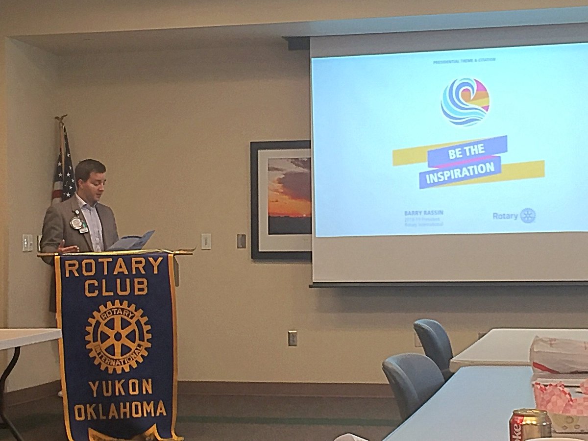 YukonRotary's tweet photo. @YukonRotary Club President Elect - STEPHEN GRIGAR - shares the @Rotary vision for the upcoming year! #BeTheInspiration https://t.co/T2HEmDJdYI