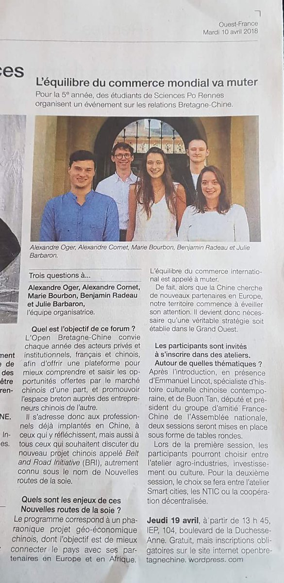 Nous sommes aujourd'hui dans le  <a href="/OuestFrance/">Ouest-France</a> de Rennes ! Un grand merci ! 😁 #BRI