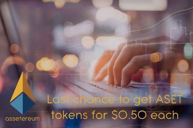 donemo's tweet image. Quick! Stage 1 of the Assetereum ICO sale ends TOMORROW AT MIDNIGHT. Get these crypto tokens for just $0.50 each – that’s over 15% off the starting price. Go to assetereum.io/ReferredBy/DE9… now to invest as little as £10.
