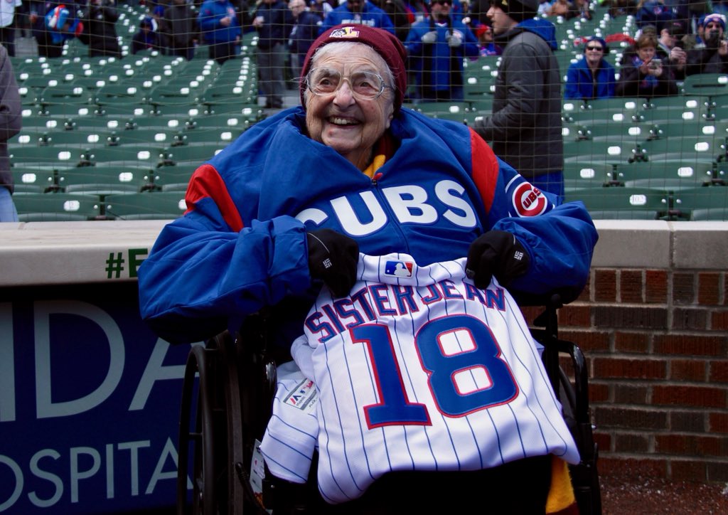 Cubs's tweet image. We’re big fans of Sister Jean. #EverybodyIn