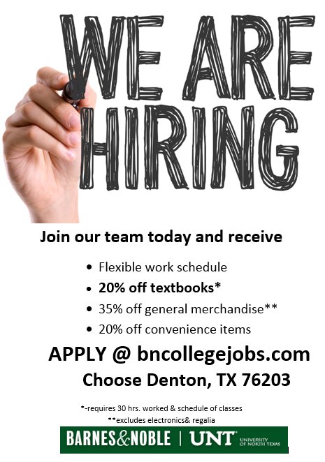 Barnes Noble Unt On Twitter Looking For Summer Job Apply