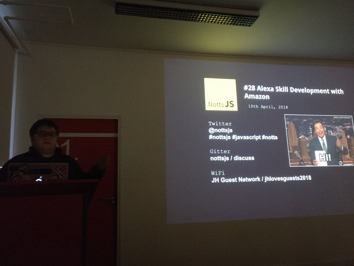 JamieTanna's tweet image. Let&apos;s learn some #AmazonAlexa dev @nottsjs #nottsjs #alexa