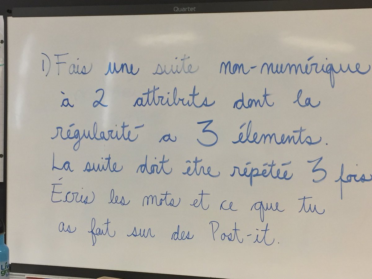 BenzidounFadila's tweet image. On ouvre nos sacs à surprise et on crée des suites non numériques. Soyez créatifs pour choisir les attributs @ManonSavard4 #raisonnement algébrique # éléments #suite
