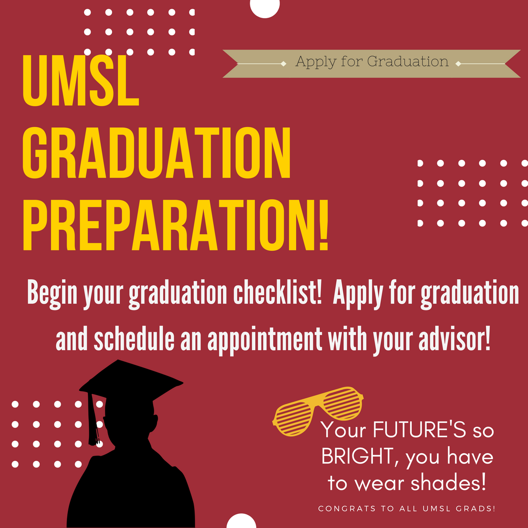 UMSL Millennium Student Center (@umslmsc) on Twitter photo Congratualtions to all of our future UMSL graduates! Don't forget to apply for graduation today for May 2018 or future semesters at umsl.edu/~registration/⦠#UMSLgraduation Congratualtions to all of our future UMSL graduates! Don't forget to apply for graduation today for May 2018 or future semesters at umsl.edu/~registration/⦠#UMSLgraduation