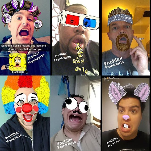 frankxarts's tweet photo. Today is my feature day on the Snapchat Art crawl. Be sure to check out my Snapchat story and join in on the fun. send me a selfie and I'll draw my version of a Snapchat lense on you #snapchatdrawing #snapchatart #snapsterpiece #snapchatartist #snapart #… https://t.co/4vTF9UmPOm https://t.co/8m0egLEs90