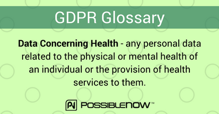 possiblenow's tweet photo. In today's #GDPR glossary: Data Concerning Health - #data #PII #CID #HIPAA #HITRUST #consent #ePrivacy #personaldata #datasubject #compliance #possiblenow https://t.co/PEAvwcHCzj