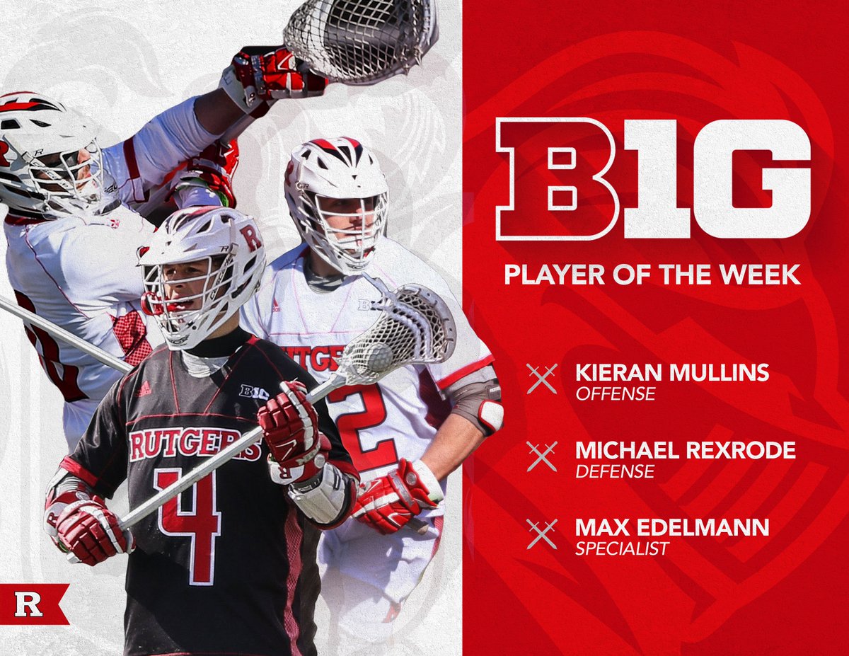 #RUMLax takes home 3 <a href="/B1GLacrosse/">Big Ten Lacrosse</a> Player of the Week Awards! 

Kieran Mullins - Offense
Michael Rexrode - Defense
Max Edelmann - Specialist

More: bit.ly/2HcxvNi #B1GLax