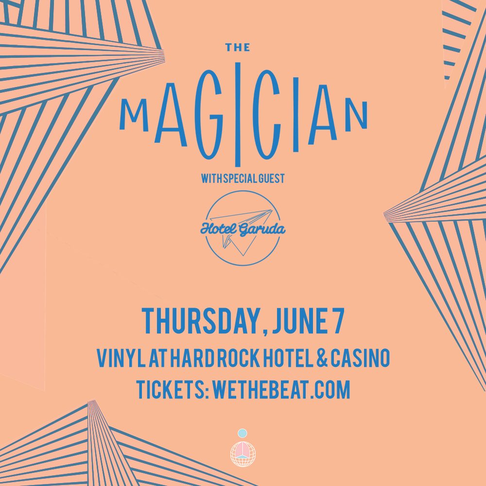 wethebeat's tweet photo. 🌐 JUST ANNOUNCED 🌐

We The Beat presents
@themagician w/ @hotelgaruda
at @VinylVegas 
Thurs, June 7

🎫: https://t.co/9NTB1qwwCq https://t.co/M1PblYQbLx