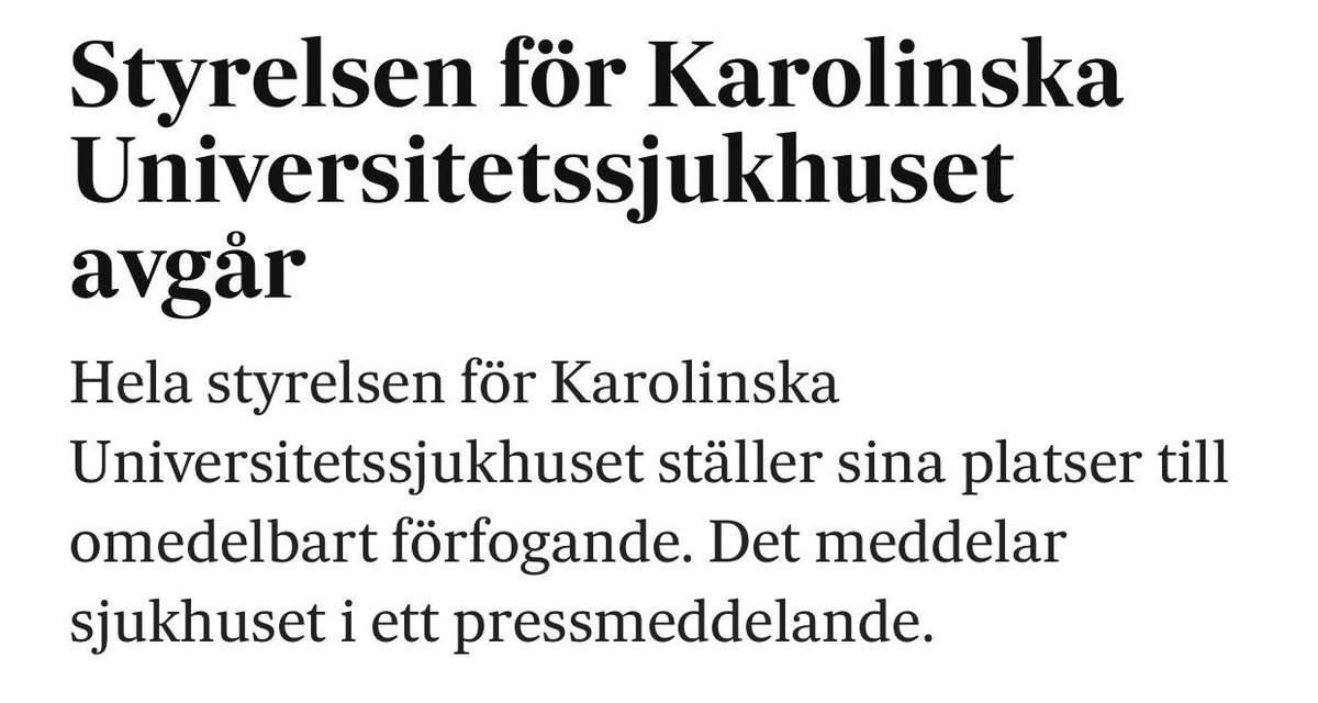 Det är helt i sin ordning, och vad vi i Vänsterpartiet krävt. Hela Karolinskas toppskikt bör bytas ut, för att en nystart ska vara möjlig. <a href="/SvD/">Svenska Dagbladet</a>