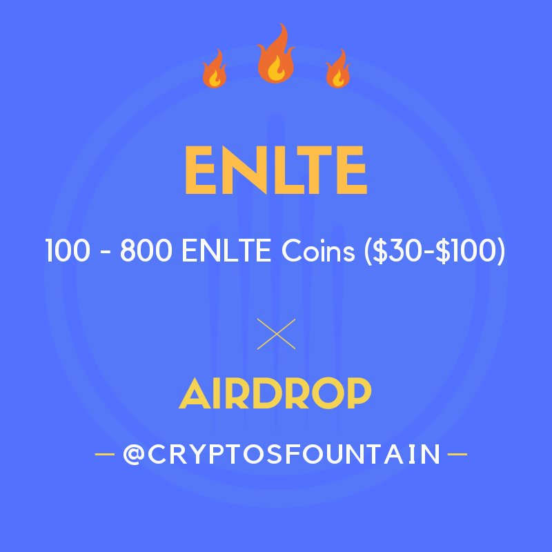 CryptosFountain's tweet photo. 🎉  MEGA Airdrop: Enlte 🎉
🏅  Reward: 100 - 800 ENLTE Coins ($30 - 100$)

Instructions
1. Go to Telegram airdrop bot
https://t.co/wGGcKdawpu
 2. Follow more instructions there

🌟 https://t.co/DqQ273TkCT 🌟 https://t.co/YmD3yXLwAd
