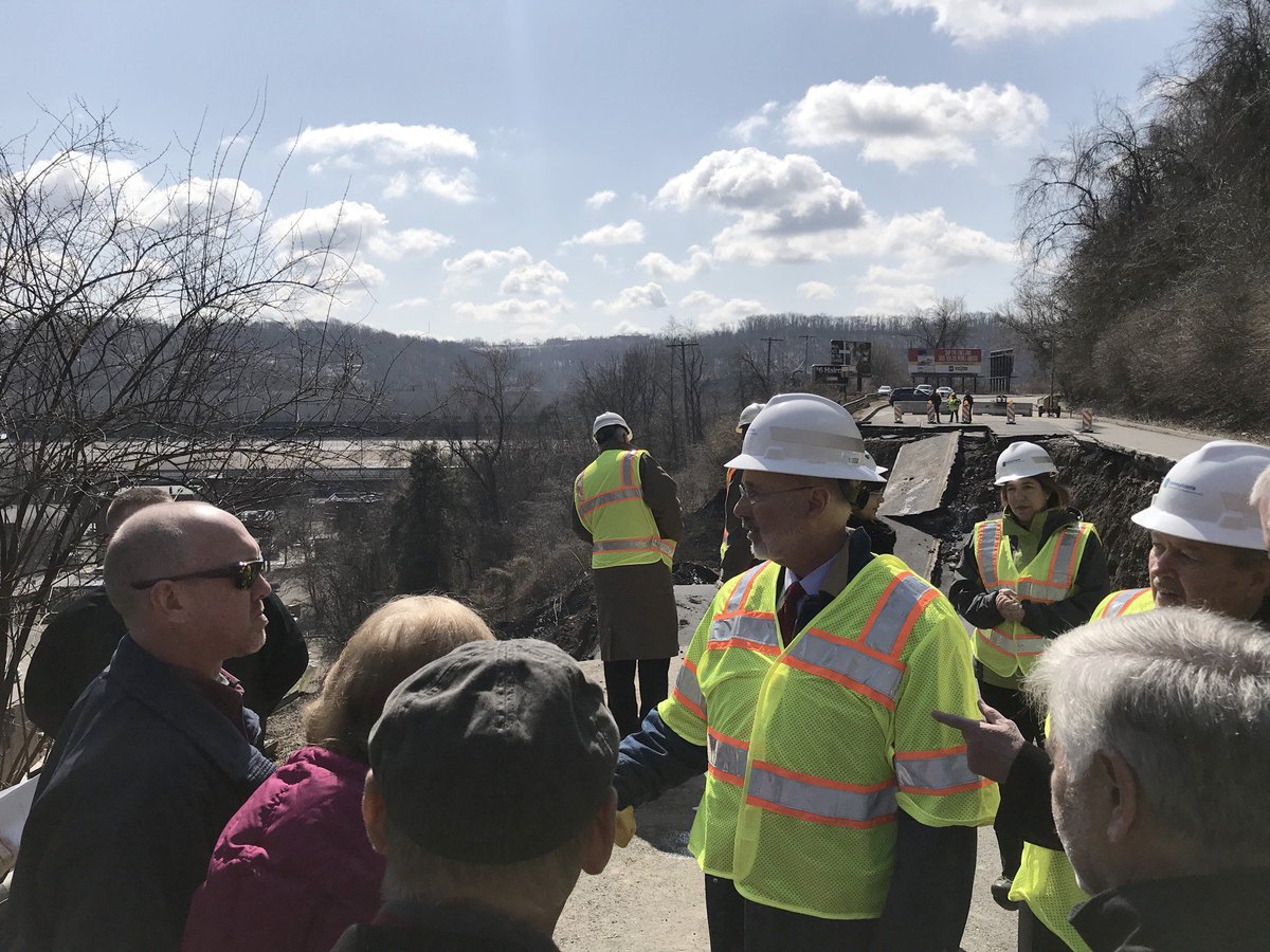 Photo of Governor Wolf at Pittsburgh landslide site