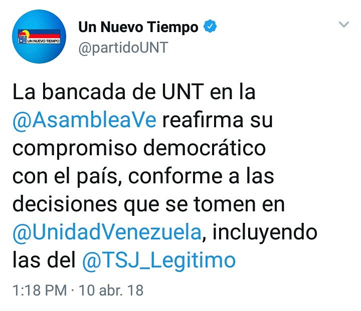 untlags's tweet photo. La bancada de nuestro @partidoUNT en la @AsambleaVe reafirma su compromiso democrático con el país, conforme a las decisiones que se tomen en @UnidadVenezuela, incluyendo  las del @TSJ_Legitimo https://t.co/Qd5a26ABOM