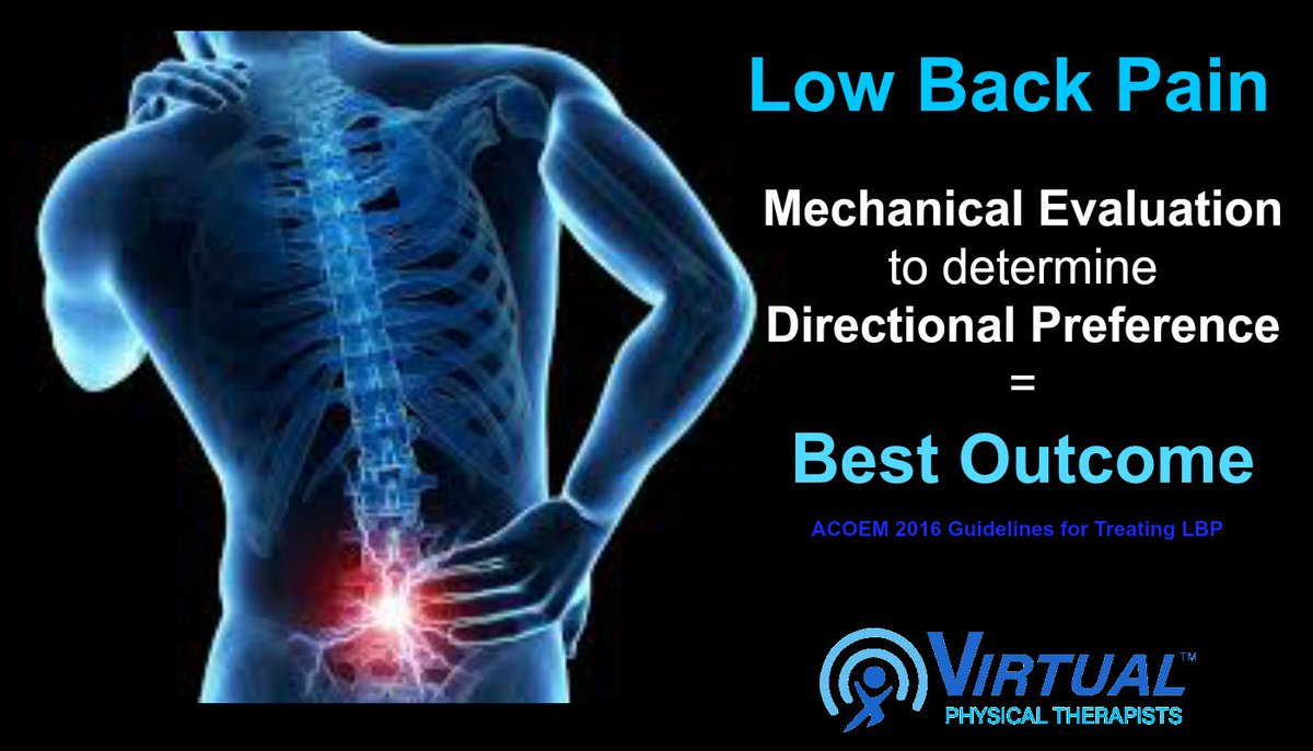 VirtPhys's tweet photo. Research has found that many of our current treatments for #LBP are actually causing #chronicity. The ONLY #treatment that shows #positiveoutcomes is an early #MechanicalEvaluation to determine #DirectionalPreference ALL of our clinicians have received this specialty training. https://t.co/AALXpVVQXk