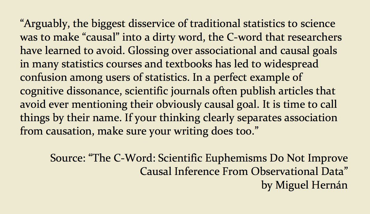 Does reluctance to use the word “causal” lead to scientists misrepresenting the goals &amp; findings of their research? A new commentary calls for greater clarity of purpose &amp; language in scientific studies goo.gl/sxUHwt