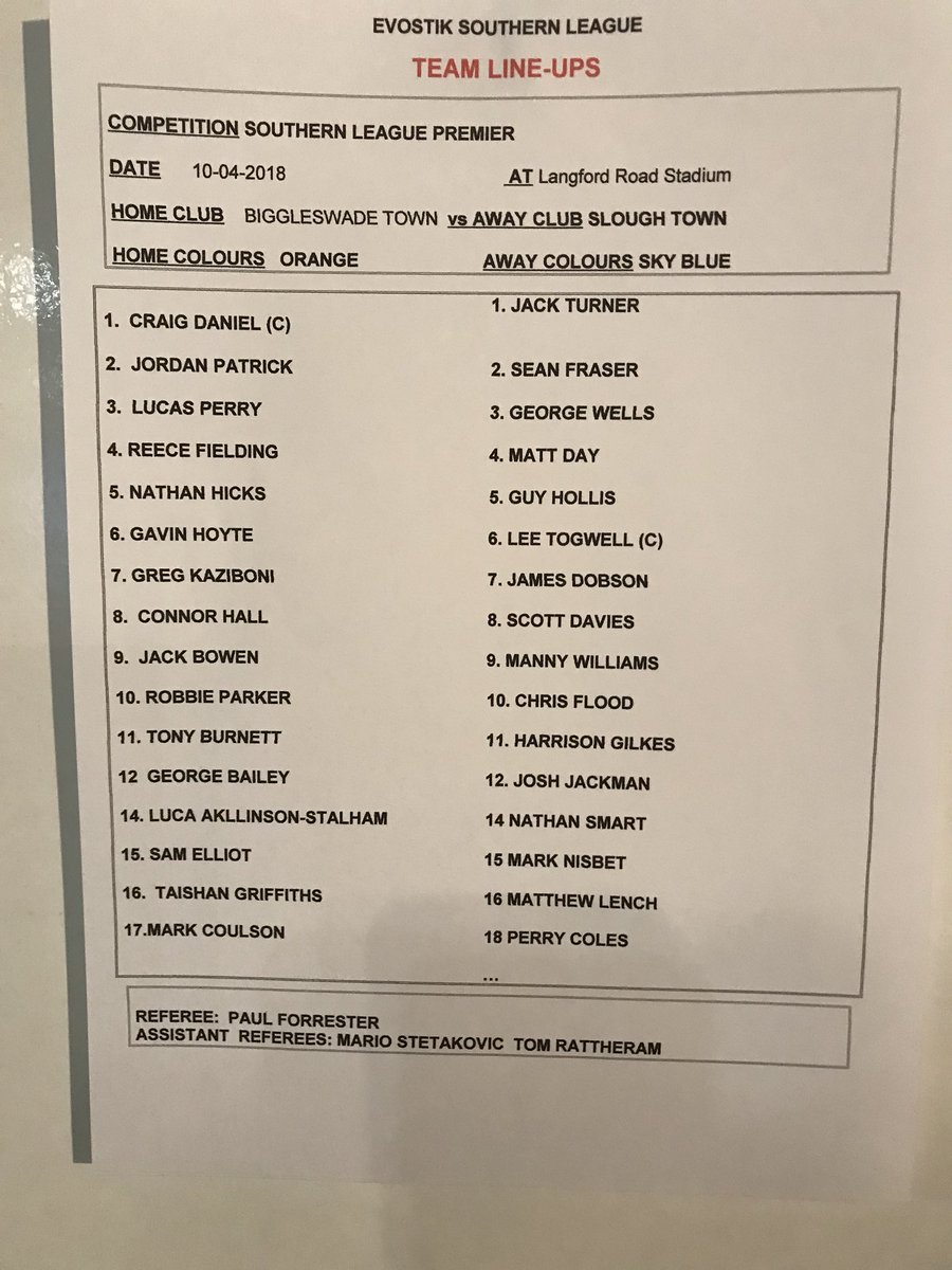 Biggleswade1874's tweet photo. Today's teams. https://t.co/Oai0CmJs1V