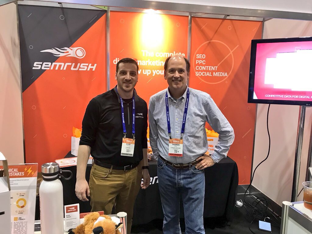 semrush's tweet photo. .@Tom_Gage uses SEMrush to rev up his sales, want to learn how you can too? If you’re at @DigitalDealer make sure to stop by our booth to learn all about SEMrush’s features! 🚗💨⚡️
#dd24 #digitaldealer #digitaldealer24 https://t.co/9JNxsd7FFa