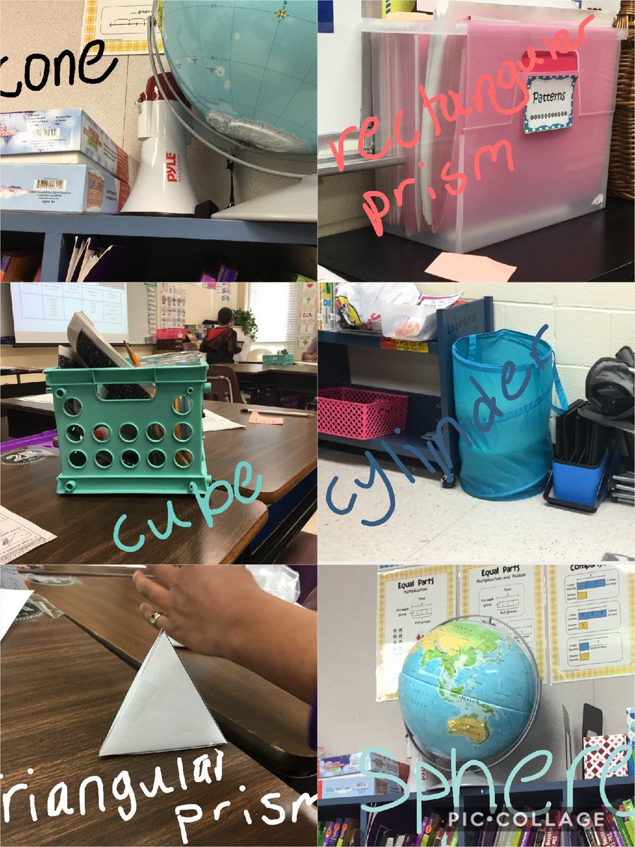 JoAlimaza's tweet photo. We've got techy kids in 3rd gd.! Kids used iPads to find & take photos of geometric solids in the class, then used pic collage to label them. It was a great culminating project! #NISDinspired #NISDmath #NISDtechnology #ElemDRsites #FernandezInspired @ATCoachCampbell @holguinmath https://t.co/zOiNNDwy3C