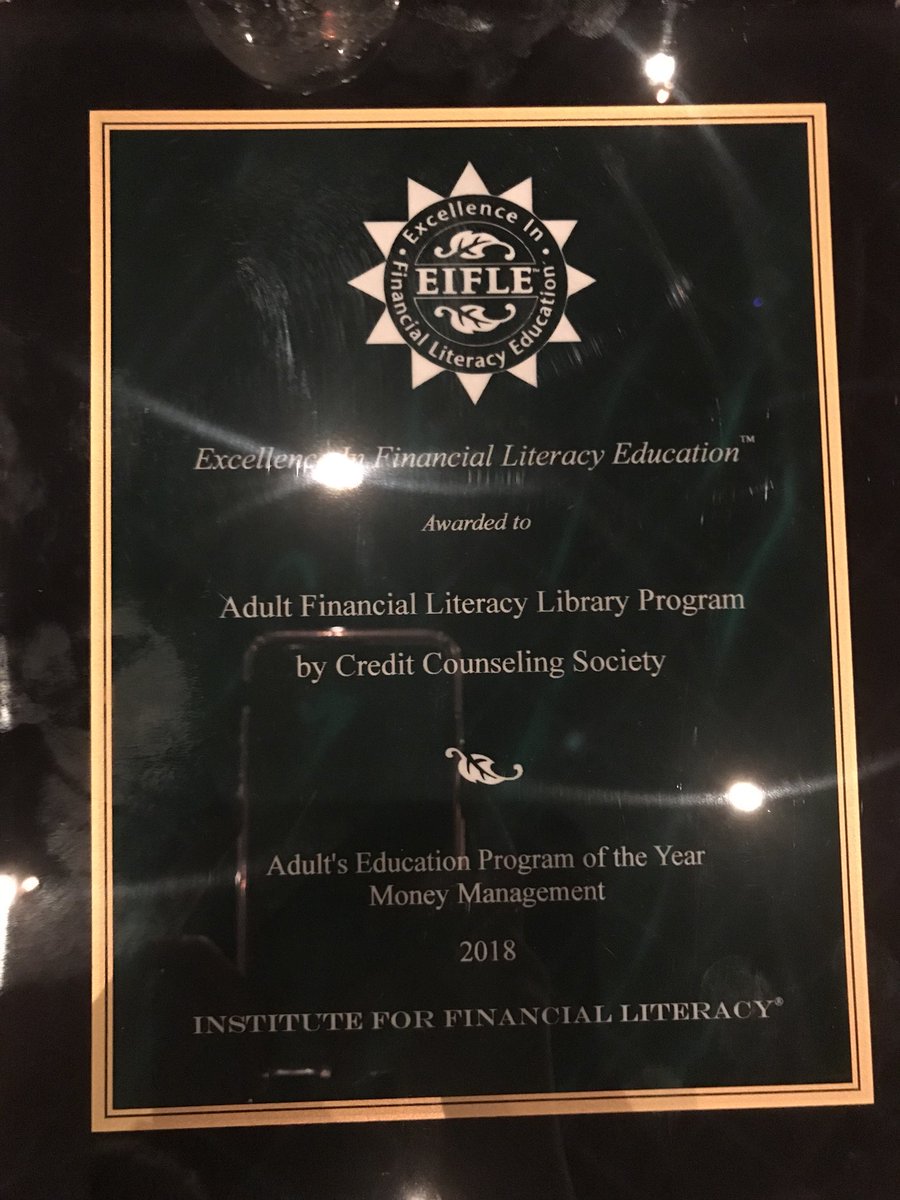 CrdtCounselSoc's tweet photo. 1/3 We're excited to receive an EIFLE #Award recognizing excellence in #FinancialLiteracy #education. We would like to thank the numerous #libraries and their wonderful employees across #Canada for partnering with us to improve #MoneyManagement and #FinLit skills of #Canadians. https://t.co/ABUmwnMQyv