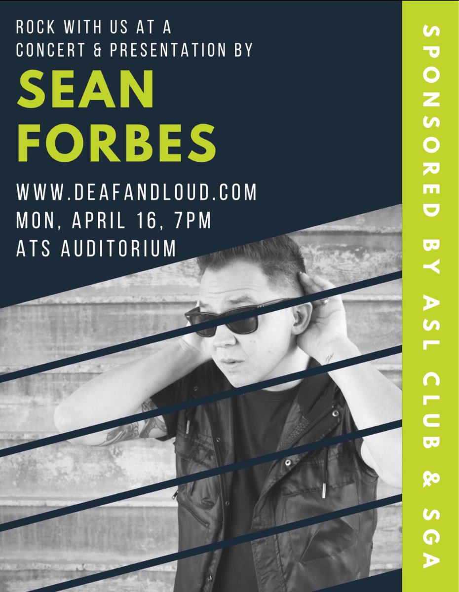 MrsKimCoffaro's tweet photo. In less than a week, @seanforbes will be here at THE ROCK!!! This is a must attend event for all SRU students! Please share and retweet!!Sponsored by the @SRUASLClub and @SRSGA #DeafAndLoud https://t.co/jkQnxpjT3T