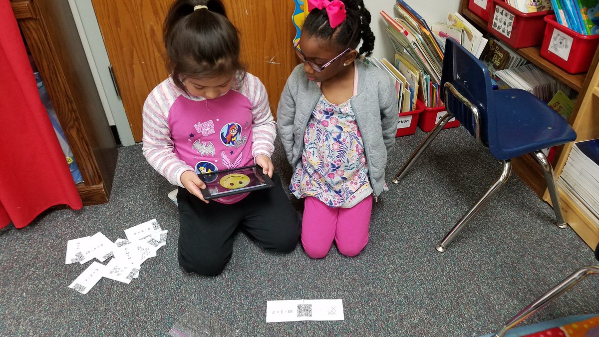 Ms_York207's tweet photo. Using QR codes to practice our subtraction! #smithleopards https://t.co/YSUmATmxlE