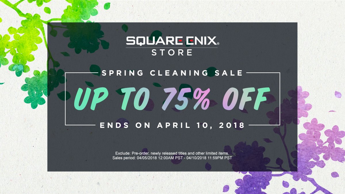 Today is the last day of our Square Enix Spring Cleaning Sale for up to 75% OFF your favorite titles and merchandise! goo.gl/qdehnP