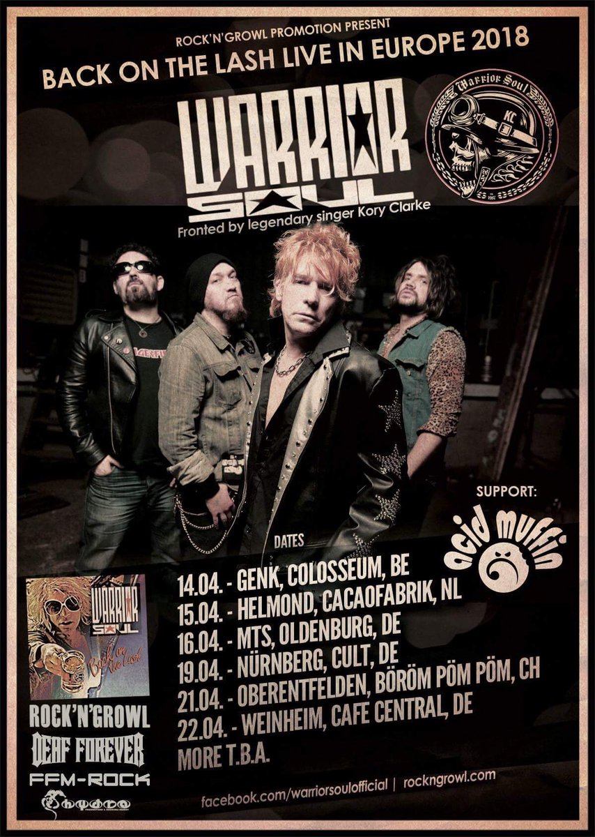 OverthelimitK's tweet photo. @korythewords Warrior Soul kick of our Euro run on Saturday in Belgium. This is gonna kick ass. @rockngrowl https://t.co/hxQsCmBuS6