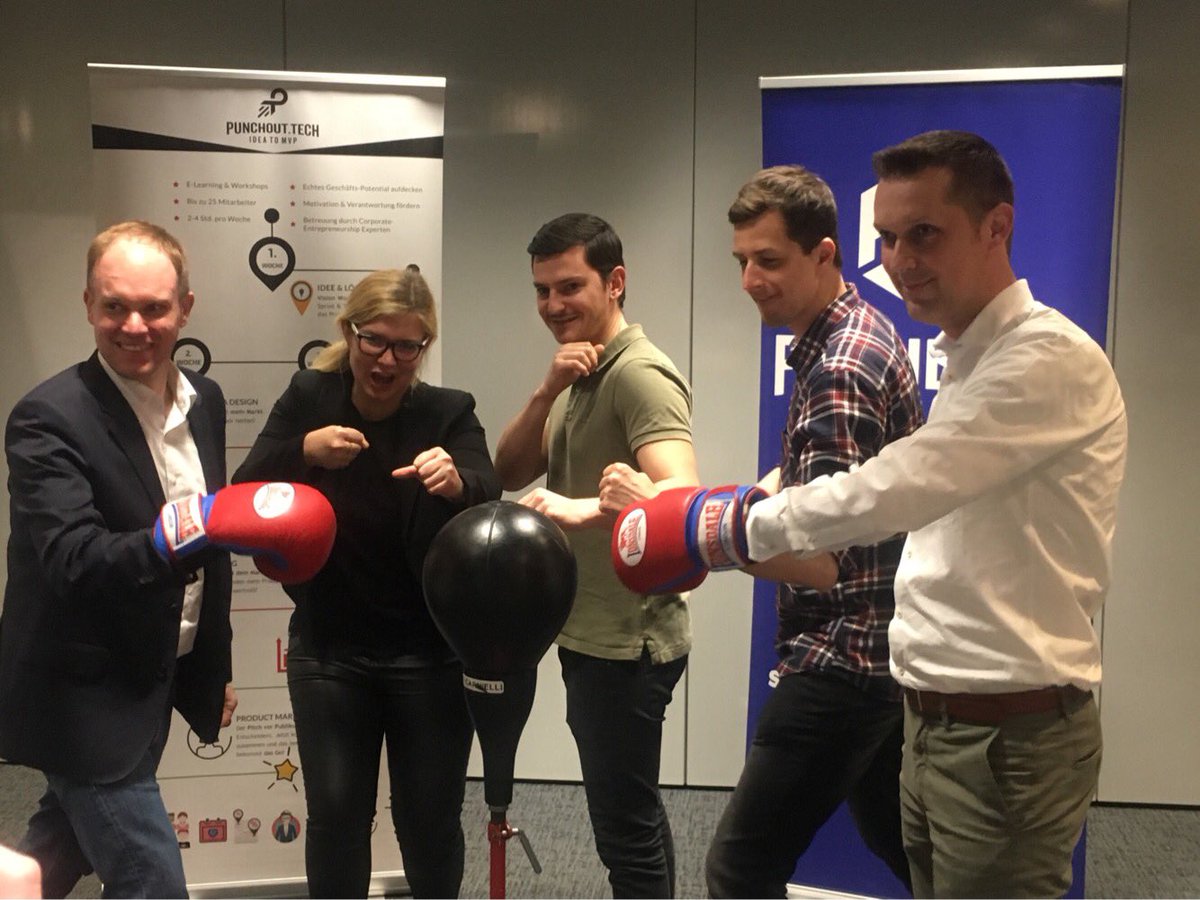 bohl's tweet photo. Amazing results at #punchouttech - the team/s working on a meta #chatbot incl @KfW skills reusable for other #banks just won the challenge! #ai #collaboration @FoundersFight - thanks! https://t.co/q7XTlpfTH2
