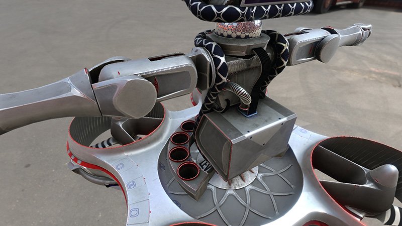 scaupa's tweet image. Changed my renderer to support PBR and here are some early shots using the "hoverbot" as a model 😀