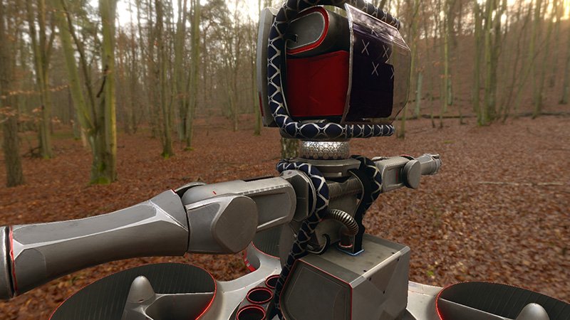scaupa's tweet image. Changed my renderer to support PBR and here are some early shots using the "hoverbot" as a model 😀