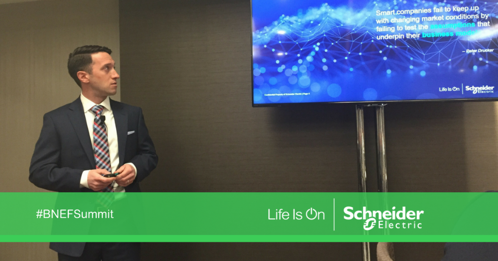 SchneiderElec's tweet photo. Companies and consumers will have the ability to participate in the value chain and benefit from the new energy economy - @DominicBarbato #BNEFSummit #MeshGrid https://t.co/YZhOV8rWzw https://t.co/X4iUfOrc2l
