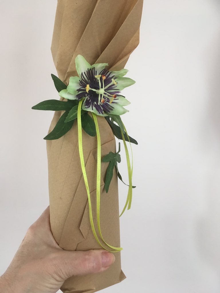 GiftFrippery's tweet image. #craftblogclub I@experimented with pleating paper rather than using cellophane to wrap bottles