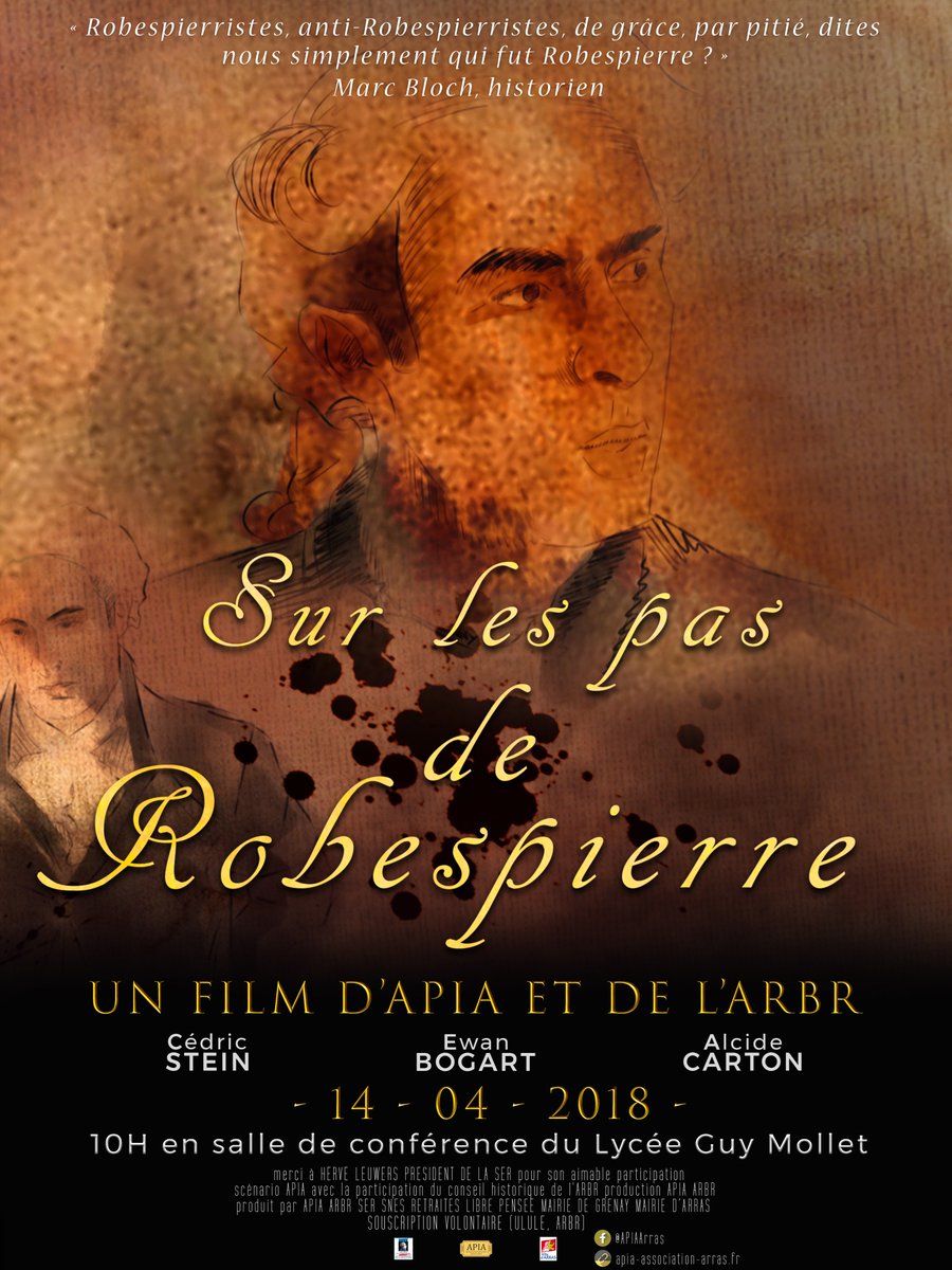APIA62's tweet photo. Retrouvez-nous ce samedi 14 avril à 10h pour la projection de notre film "Sur les pas de Robespierre", au @lyceeguymollet où nous avons effectué notre spécialité cinéma 📽️ @VilleArras https://t.co/k5mIL7gEfd