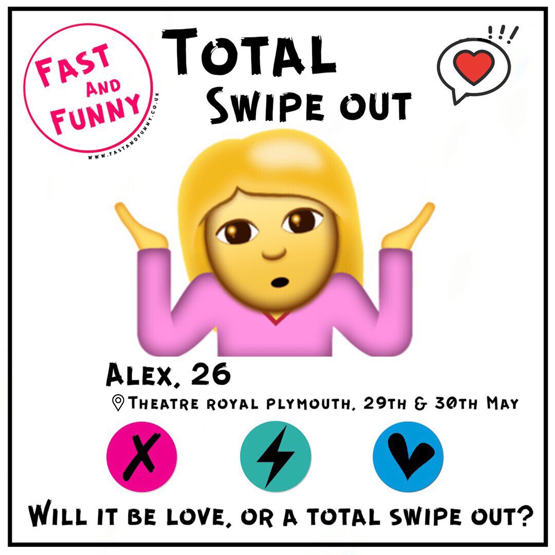 fastandfunnyuk's tweet photo. #PlayTheGame #PlymouthFringeFestival #OnlineDating 🤷🏼‍♀️ https://t.co/Gz30tpPyYS