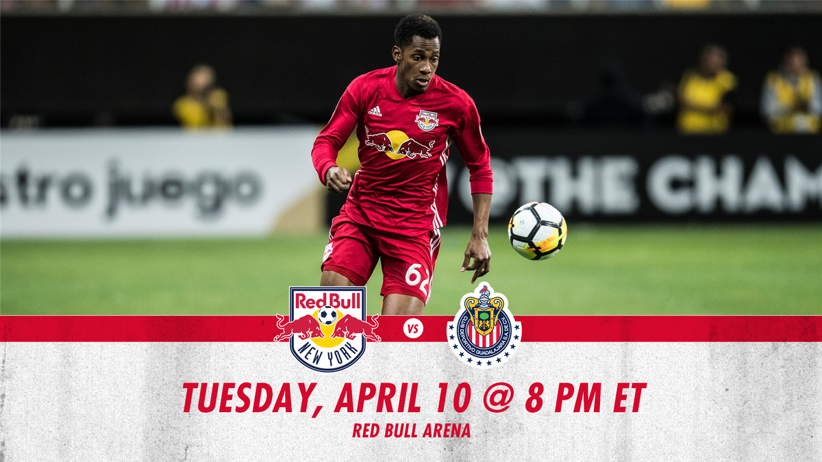 NewYorkRedBulls's tweet photo. ⚽️ @NewYorkRedBulls 🆚 @Chivas ⚽️

🕗 8 PM ET
🏟 @RedBullArena 
📺 @UnivisionSports 
💻 @go90Sports 
📻 @NewYorkRedBulls Radio

#SCCL2018 | #RBNY https://t.co/5AbInhvEHm