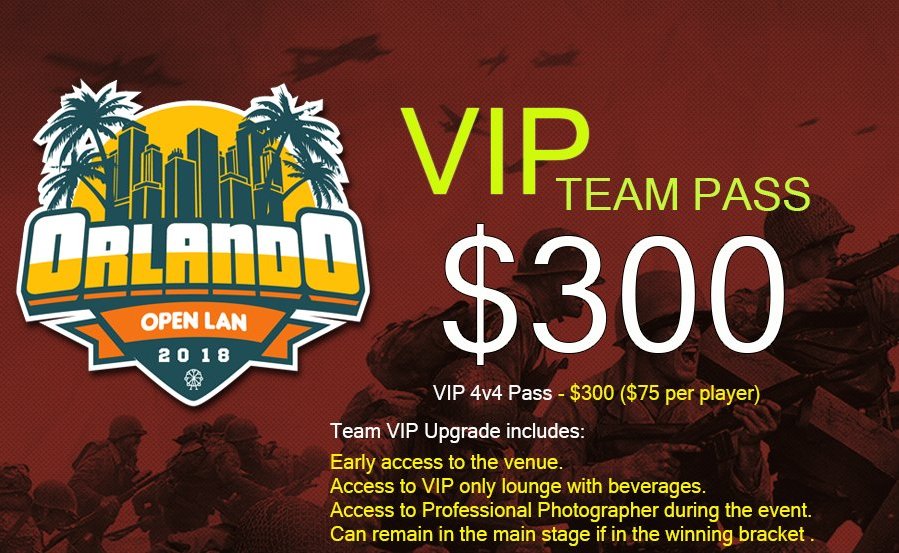 AFDeSports's tweet photo. Take advantage of our VIP team pass today before it's gone.

Early access to the venue take your time to warm up before the tournament start and more. 

Only 5 Left 

    For more info go to our web page.
     https://t.co/N0qIr4cKip 

 #CallofDutyWWII #4v4Variant #AFDOrlando #4k https://t.co/TQlBxCtKuj