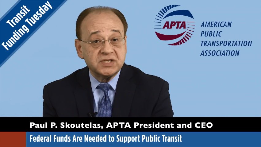 APTA_info's tweet photo. “In late March, Congress appropriated $13.5 billion for public transit – that’s the largest annual amount of federal #transit funding since 1981,” says APTA President and CEO Paul P. Skoutelas. WATCH > https://t.co/CrJUvUcoWk #TransitFundingTuesday https://t.co/DIgNVtKNP3