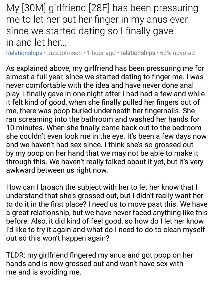 My 30m Girlfriend 28f Has Been Pressuring Me To Let Her Put Her Finger In My Anus Ever Since We Started Dating So I Finally Gave In And Let My 30m Girlfriend 28f Has Been Pressuring Me To Let Her Put Her Finger In My Anus Ever Since We Started Dating So I Finally Gave In And Let