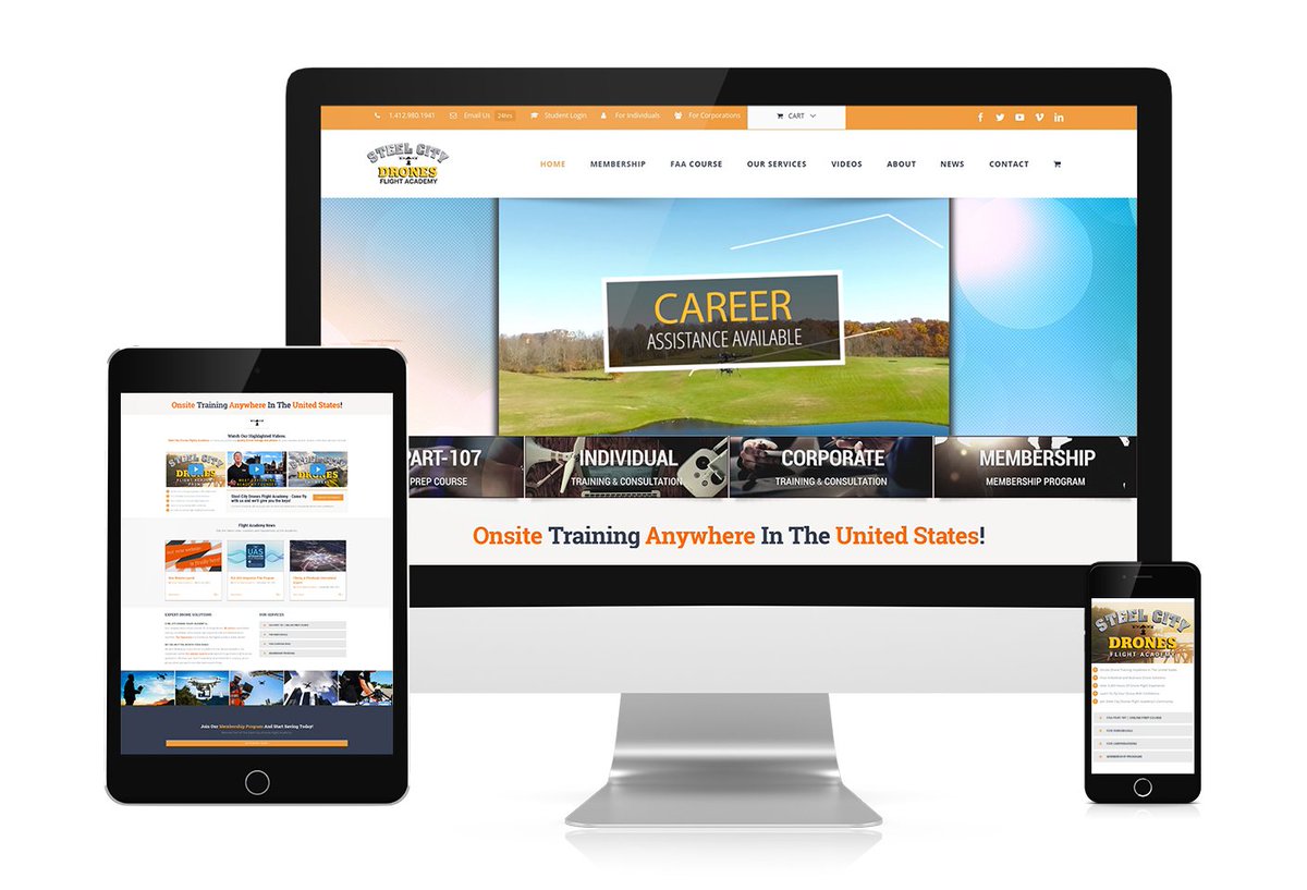 LogicWebDesigns's tweet photo. Our latest website-build at https://t.co/Kl1WwDR75T 
It was a pleasure working with Steel City Drones Flight Academy. We expect their new site will serve their business very well for many years to come! https://t.co/Nd5QyGSHlj