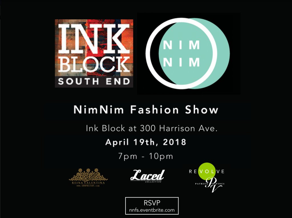 shopreinav's tweet photo. We would love if you join us for the NimNim Fashion
April 19th, Thursday 7-10 @InkBlock South End
Live DJ, Food, Drinks, Giveaways and Gift Bags.
RSVP https://t.co/GA5hLhFRCv
#boston #bostonevents #fashionshows #bostonparties #bostonnightlife #fashionevents #fashionshow https://t.co/A90bZBMbAO