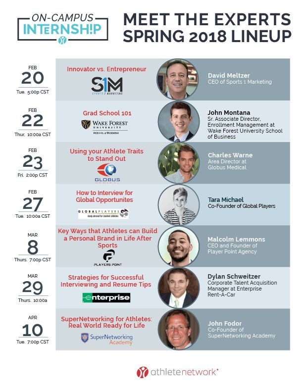 AthleteCareers's tweet photo. Tonight is the last in our Meet the Expert Series & we're SUPER excited to hear from John Fodor, co-founder of #SuperNetworking Academy!! https://t.co/tbZC5Jozx6 #collegeathletes #lifeskills https://t.co/Ou2XScvSPD