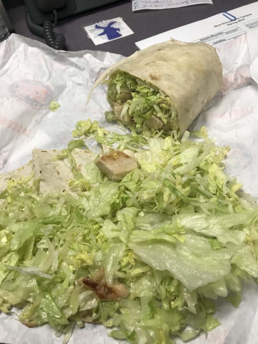 brandilucero's tweet image. You can’t call it a #chickenwrap if you aren’t going to put any chicken in it, @jerseymikes. I’d like my $9 back, please. #plasticfood #filedacomplaint #ididntorderasalad