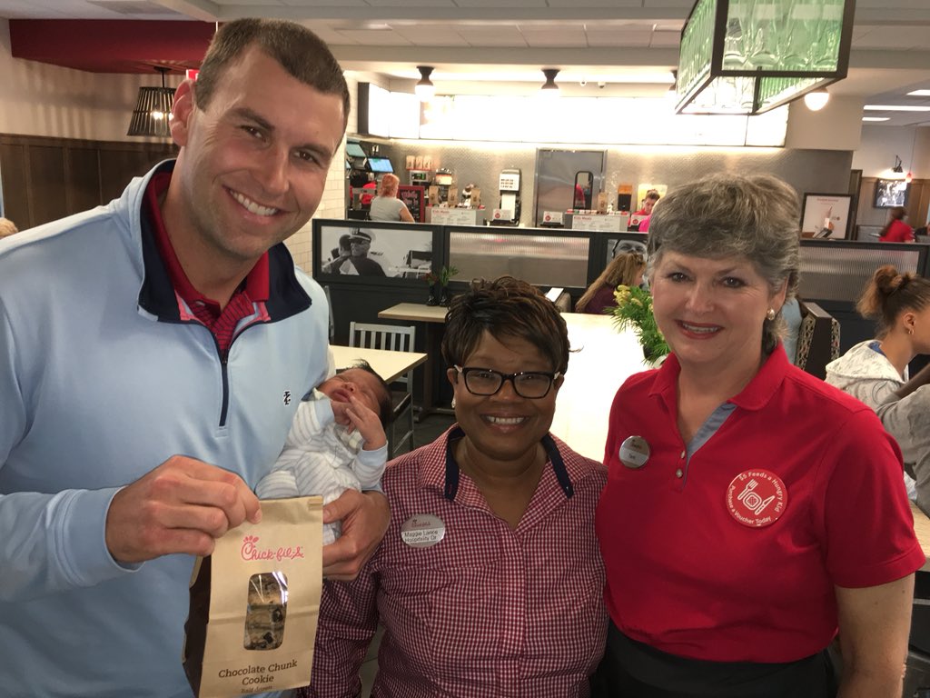 craigmelton_'s tweet photo. It was truly OUR pleasure to dine in @ChickfilA Roosevelt Square! Thanks to Terri for sharing her story with us and to Maggie for the special gift for Luke. These ladies demonstrate the heartbeat and culture of CFA! #core4 #secondmileservice https://t.co/cbBH855VVH