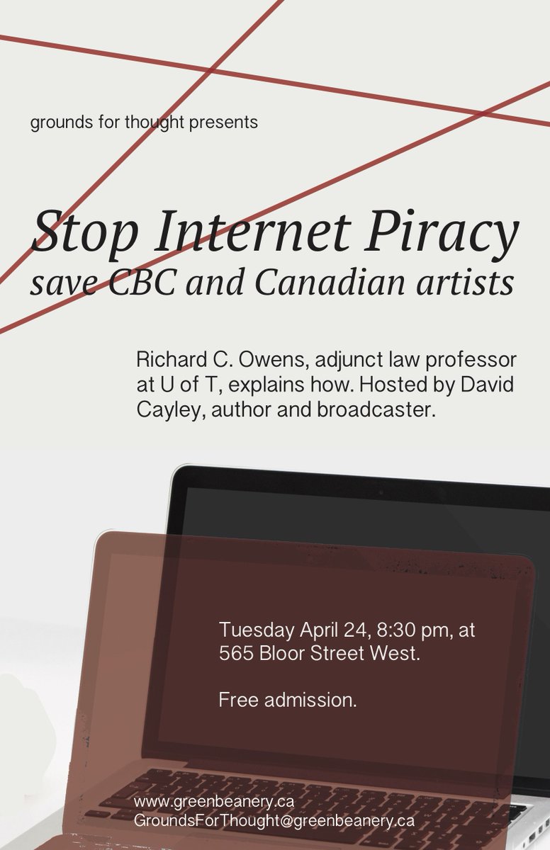for_grounds's tweet photo. Pirates - lands Tuesday, April 24, 8:30 pm https://t.co/KozSpwgBL5. @Green_Beanery #piracy #CBC #artists https://t.co/BbTUCzqvJ6