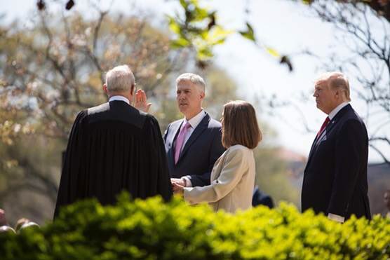 During the election @POTUS promised to appoint STRONG CONSERVATIVES to our federal courts at every level, and one year ago today, Justice Neil Gorsuch was sworn in as the 101st associate justice of the U.S. Supreme Court. PROMISES MADE, PROMISES KEPT!