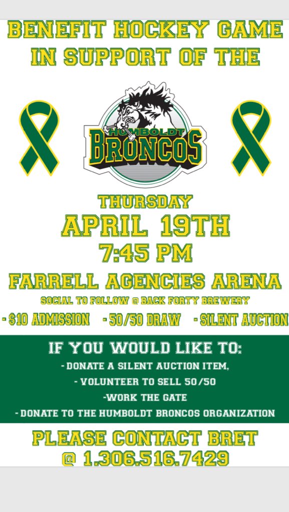 Please spread the word April 19th Yorkton for the #humbodltstrong 💛💚