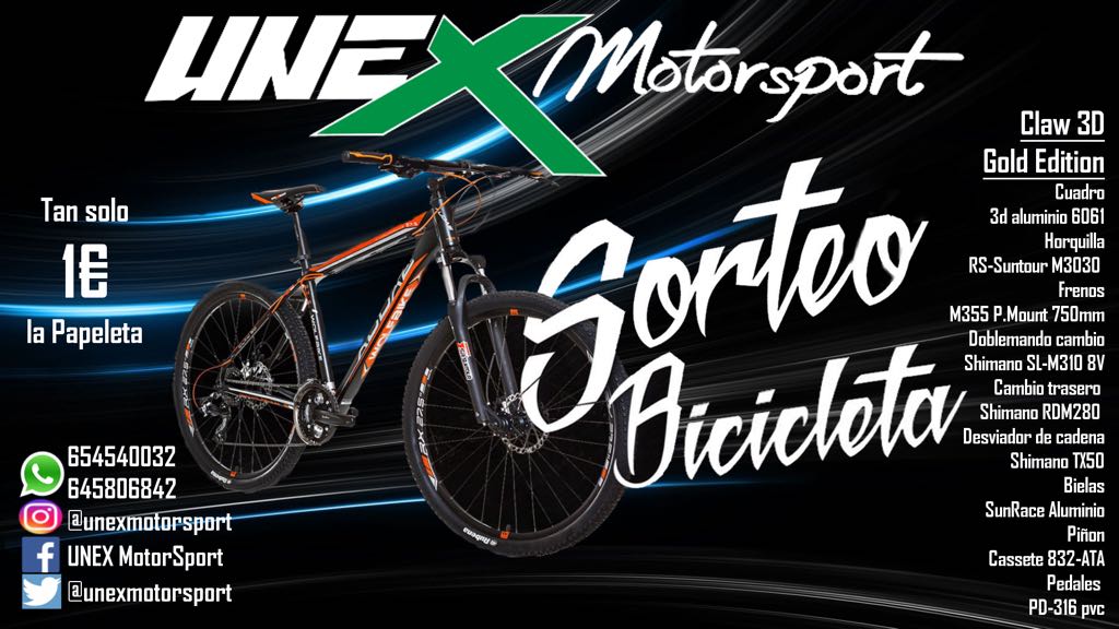 Eliminar violación Recomendación UNEX Motorsport on Twitter: "Es hora de agradeceros vuestro apoyo continuado! Se sorteará una bicicleta Wolfbike Claw3D Audaz Gold Edition. Montada en un cuadro de aluminio de 29" con frenos hidráulicos, bloqueo Eliminar violación Recomendación UNEX Motorsport on Twitter: "Es hora de agradeceros vuestro apoyo continuado! Se sorteará una bicicleta Wolfbike Claw3D Audaz Gold Edition. Montada en un cuadro de aluminio de 29" con frenos hidráulicos, bloqueo