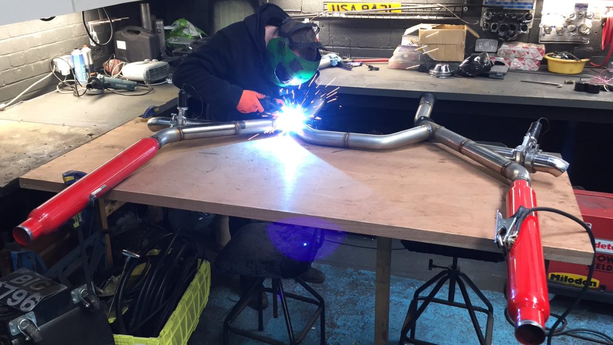 MusclecarsMikes's tweet photo. Winkle busy fabricating a custom exhaust system with @CherryBombExh glass packs for our 1962 Chevy C10 shop van here at the @MusclecarsMikes garage  
#Chevy #chevrolet #C10 #hotrod #MuscleCar #MuscleCars #V8 https://t.co/tbfvUJ0aBo