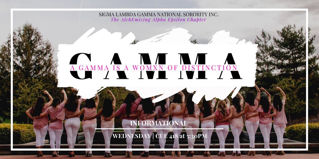 WazzuGammas's tweet image. The sisters of Sigma Lambda Gamma invites those interested to an informational meeting from 5:30-6:30p.m. tomorrow in CUE 418. Please join us as we briefly discuss our sorority💖💜 
#sigmalambdagamma #AEchapter
