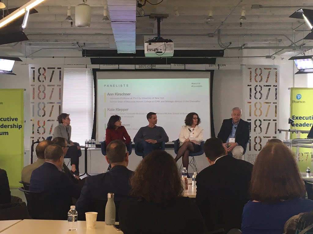 RASumner's tweet photo. Thanks to @annkirschner for her contribution to our panel discussion with @LeahJewell1 and @k8klepper at @PearsonNorthAm #ExecLF18 - love the fact she quoted #StarWars when making a call to action re #HigherEd and #FutureOfWork https://t.co/SlMnmj5hQU