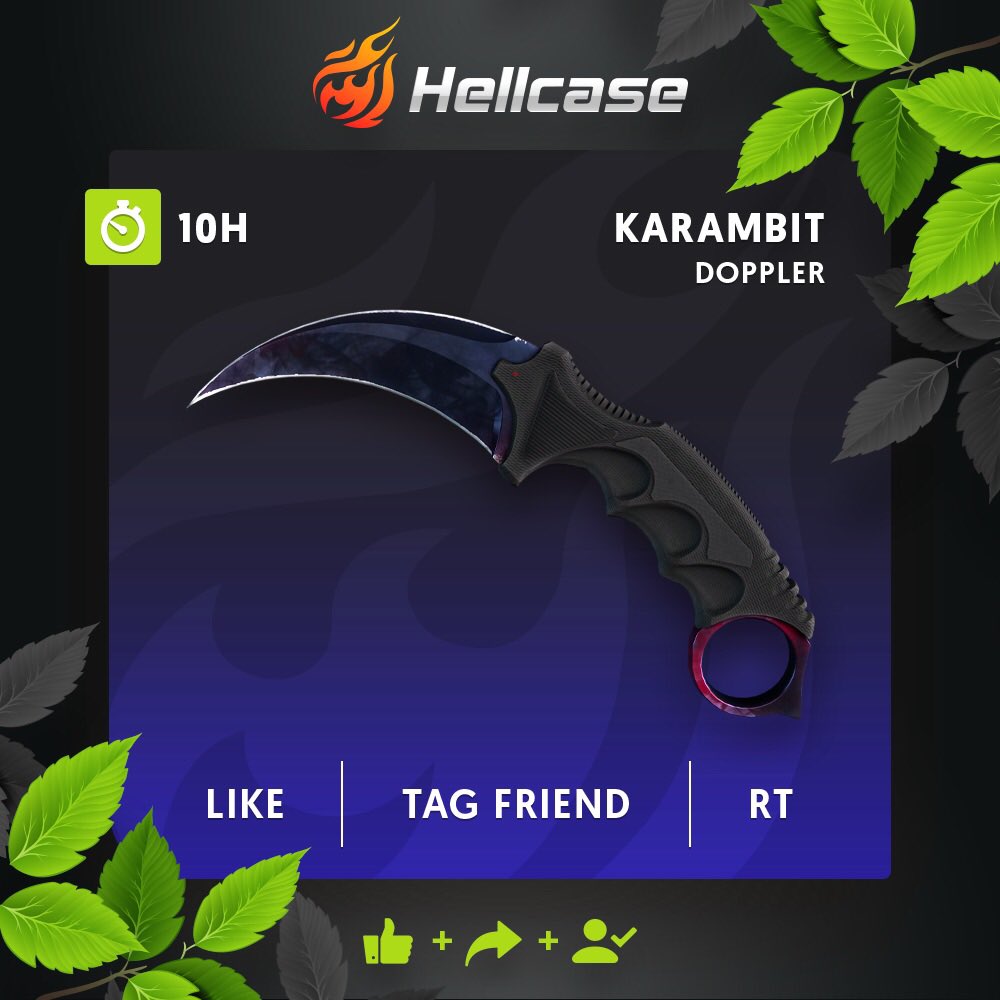 hellcase's tweet photo. 🔥Get daily money https://t.co/rSkv0LsJxK   
🔥Follow us + RT
🔥Tag your friend
💰The prize is Karambit Doppler!
⏳A winner in 10h!       
The skin will be sent within 7 days, because Valve has a new Update. https://t.co/2EI5BKAv1i